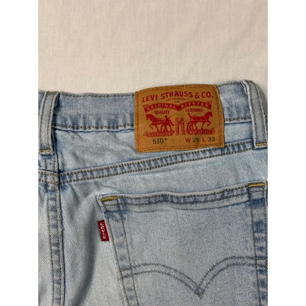 Levis 510 Skinny Fit Jeans Mens 29x32 Light Wash Denim Blue 05510-0875